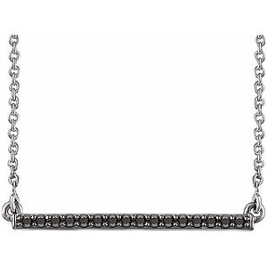 14K White 1/6 CTW Natural Black Diamond Bar 16-18" Necklace - BN & CO JEWELRY