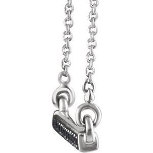 14K White 1/6 CTW Natural Black Diamond Bar 16-18" Necklace - BN & CO JEWELRY