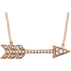 14K Rose 1/10 CTW Natural Diamond Arrow 18" Necklace - BN & CO JEWELRY