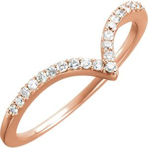 14K Rose 1/6 CTW Diamond V Ring Size 7 - BN & CO JEWELRY