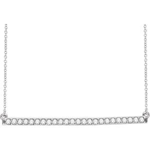 14K White 1/3 CTW Natural Diamond Bar 16-18" Necklace - BN & CO JEWELRY