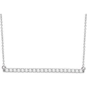 14K White 1/2 CTW Natural Diamond Bar 16-18" Necklace - BN & CO JEWELRY