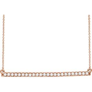 14K Rose 1/3 CTW Natural Diamond Bar 16-18" Necklace - BN & CO JEWELRY