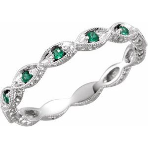 14K White Natural Emerald Anniversary Band - BN & CO JEWELRY