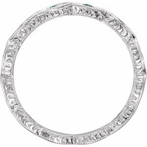 14K White Natural Emerald Anniversary Band - BN & CO JEWELRY