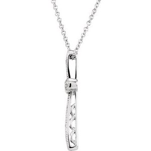 14K White .05 CTW Natural Diamond Cross 18" Necklace - BN & CO JEWELRY
