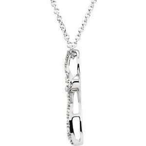 14K White 1/10 CTW Natural Diamond Cross 18" Necklace - BN & CO JEWELRY