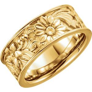 14K Yellow 8.25 mm Floral Band - BN & CO JEWELRY