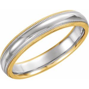 14K Yellow/White/Yellow 4 mm Half-Round Band with Double Milgrain Size 12.5 - BN & CO JEWELRY