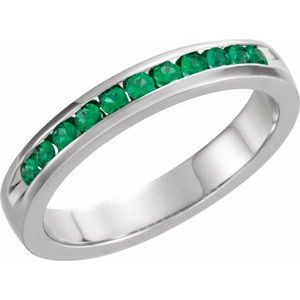 Platinum Natural Emerald Anniversary Band - BN & CO JEWELRY