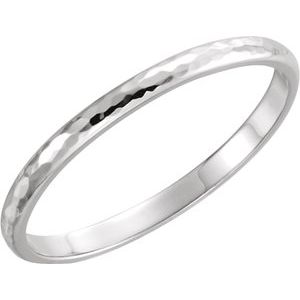14K White 2 mm Half Round Band with Hammered Texture Size 9 - BN & CO JEWELRY