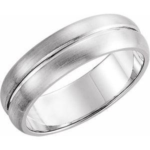14K White 5 mm Grooved Band with Brush Finish Size 9 - BN & CO JEWELRY