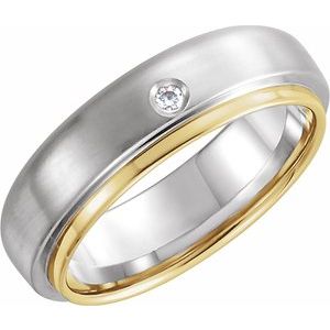 14K White & Yellow .025 CT Natural Diamond Edge Band Size 11 - BN & CO JEWELRY