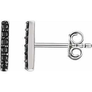 14K White 1/10 CTW Natural Black Diamond Bar Earrings - BN & CO JEWELRY