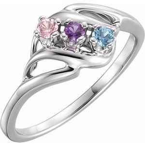 10K White 3-Stone Family Freeform Ring Moutning - BN & CO JEWELRY