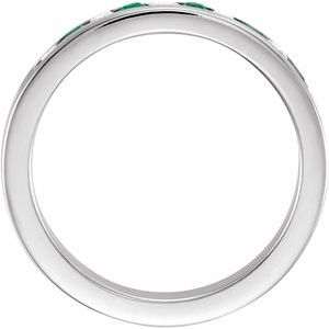 14K White 1/10 CTW Natural Diamond & Natural Emerald Anniversary Band - BN & CO JEWELRY