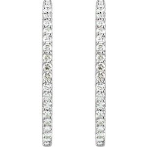 14K White 6 1/4 CTW Diamond Inside-Outside 51 mm Hoop Earrings - BN & CO JEWELRY