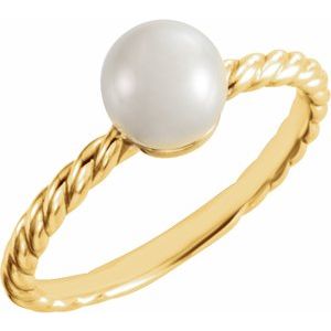 14K Yellow 7.5-8 mm Cultured White Freshwater Pearl Ring - BN & CO JEWELRY