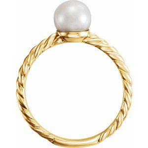 14K Yellow 7.5-8 mm Cultured White Freshwater Pearl Ring - BN & CO JEWELRY
