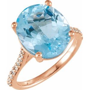 14K Rose Natural Sky Blue Topaz & 1/4 CTW Natural Diamond Ring - BN & CO JEWELRY