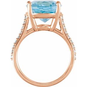 14K Rose Natural Sky Blue Topaz & 1/4 CTW Natural Diamond Ring - BN & CO JEWELRY