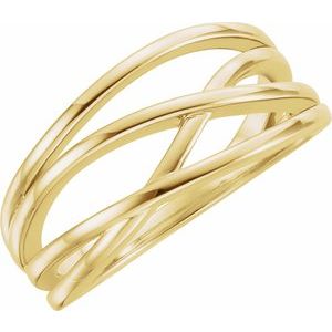 14K Yellow 10.2 mm Criss-Cross Ring - BN & CO JEWELRY