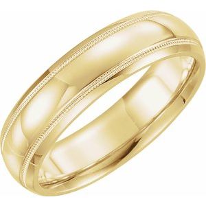 14K Yellow 6 mm Half Round Band with Milgrain Size 10 - BN & CO JEWELRY