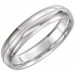 14K White 5 mm Half Round Band with Milgrain Center Size 8 - BN & CO JEWELRY