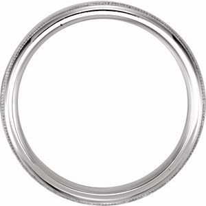 Platinum 5 mm Half Round Band with Hammered Texture & Milgrain Size 10 - BN & CO JEWELRY