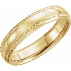 14K Yellow 4 mm Half Round Band with Milgrain Size 9 - BN & CO JEWELRY