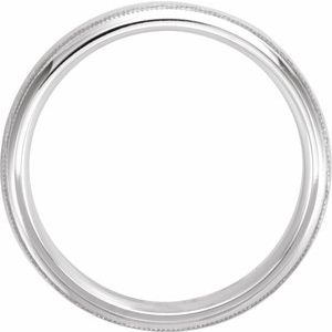 14K White 6 mm Half Round Band with Hammered Texture & Milgrain Size 9 - BN & CO JEWELRY