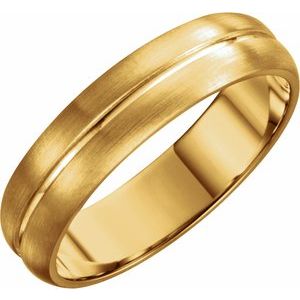 14K Yellow 5 mm Grooved Band with Brush Finish Size 8.5 - BN & CO JEWELRY