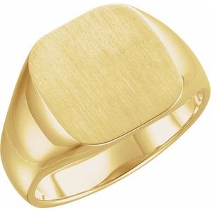 10K Yellow 14 mm Square Signet Ring with Brush Finished Top - BN & CO JEWELRY