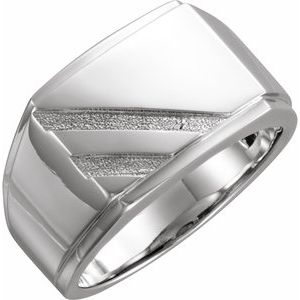 14K White 16x13 mm Rectangle Signet Ring - BN & CO JEWELRY