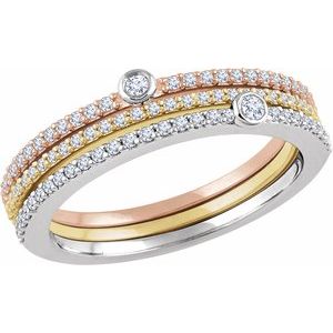 14K White/Yellow/Rose 3/8 CTW Natural Diamond Stackable Rings - Set of 3 - BN & CO JEWELRY