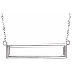 14K White Rectangle 16-18" Necklace - BN & CO JEWELRY