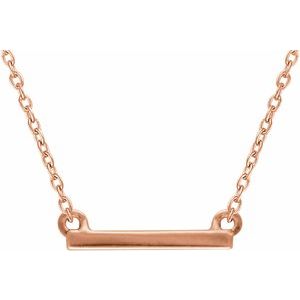14K Rose 18x1.5 mm Petite Bar 16-18" Necklace - BN & CO JEWELRY