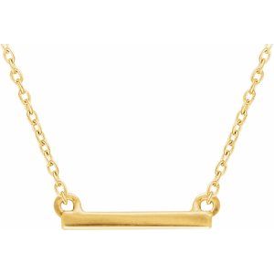 14K Yellow 18x1.5 mm Petite Bar 16-18" Necklace - BN & CO JEWELRY
