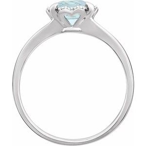 14K White Natural Aquamarine & .05 CTW Natural Diamond Ring - BN & CO JEWELRY