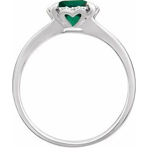 14K White Lab-Grown Emerald & .05 CTW Natural Diamond Ring - BN & CO JEWELRY