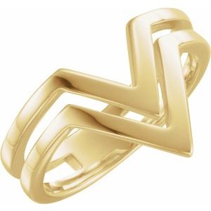 14K Yellow Double Row "V" Ring - BN & CO JEWELRY
