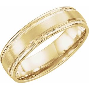 14K Yellow Gold-Plated Sterling Silver 6 mm Flat Edge Band with Satin Finish & Milgrain Size 10 - BN & CO JEWELRY