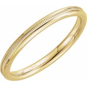 14K Yellow 2 mm Half Round Band with Milgrain Center Size 5.5 - BN & CO JEWELRY
