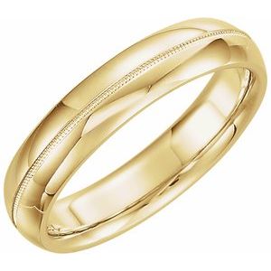 14K Yellow 5 mm Half Round Band with Milgrain Center Size 7 - BN & CO JEWELRY