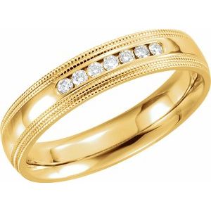 14K Yellow 1/6 CTW Natural Diamond Double Milgrain Size 12 - BN & CO JEWELRY