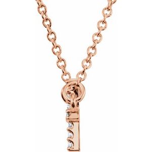 14K Rose .07 CTW Natural Diamond Sideways Cross 16-18" Necklace - BN & CO JEWELRY