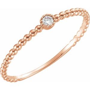 14K Rose .03 CTW Natural Diamond Beaded Bezel-Set Ring - BN & CO JEWELRY