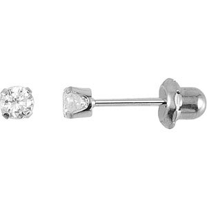14K White Gold-Plated 14K Yellow 2 mm Imitation White Cubic Zirconia InvernessÂ® Piercing Earrings - BN & CO JEWELRY