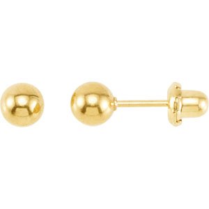 24K Gold Plated Sterling Silver Ball Stud Piercing Earrings - BN & CO JEWELRY