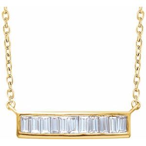 14K Yellow 1/4 CTW Natural Diamond Baguette Bar 16-18" Necklace - BN & CO JEWELRY
